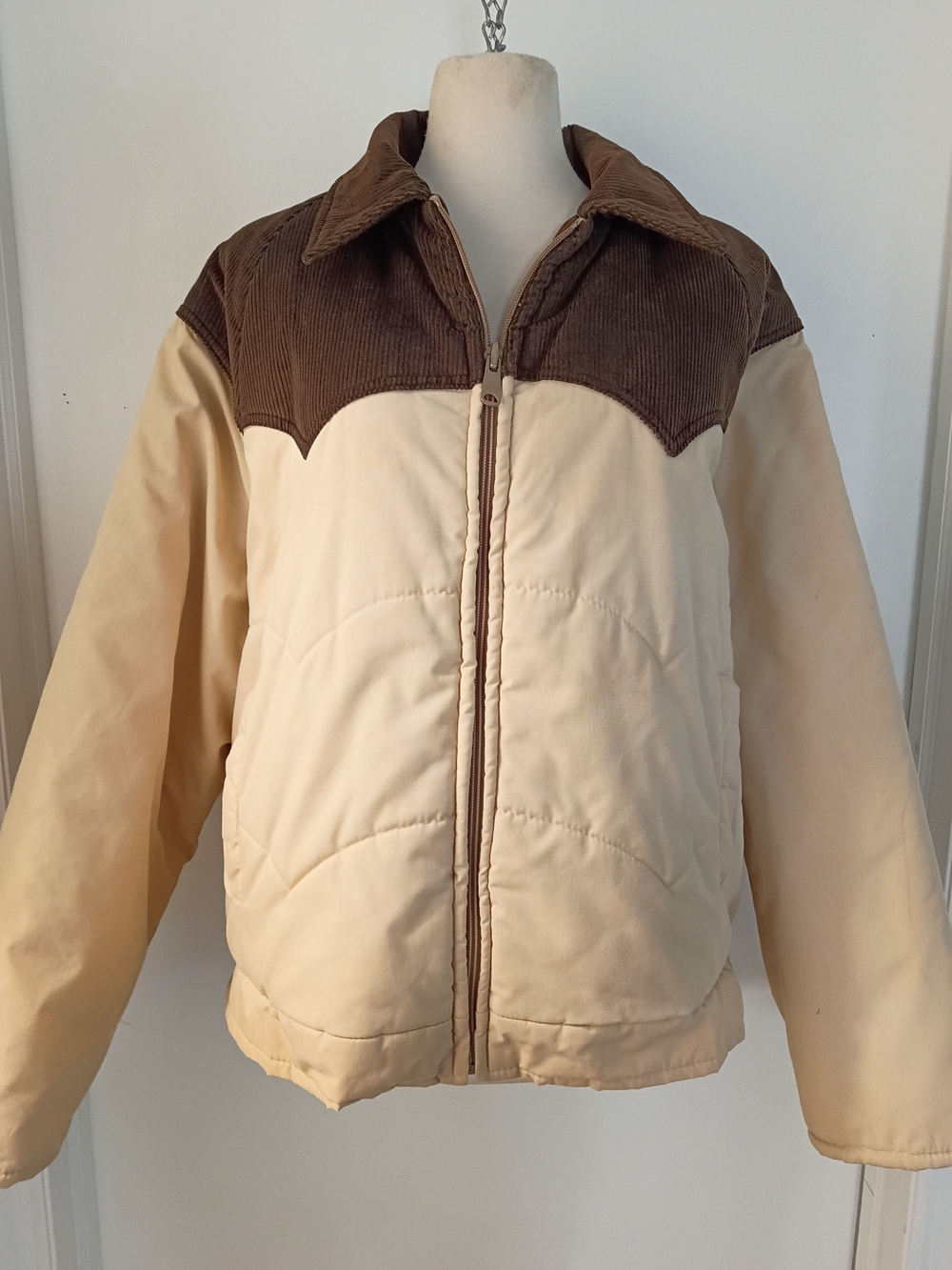 Vintage Sears Western Outdoor Wear Corduroy Yoke Puffer Jacket Size XL